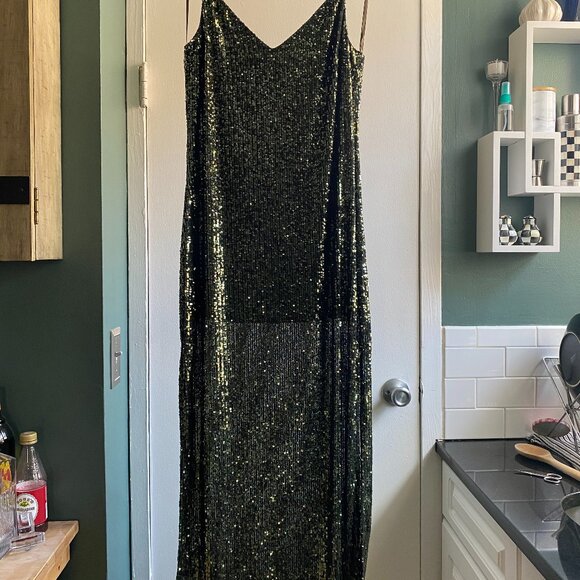 Topshop Green Sequin Dress, Size 6 - Picture 7 of 10